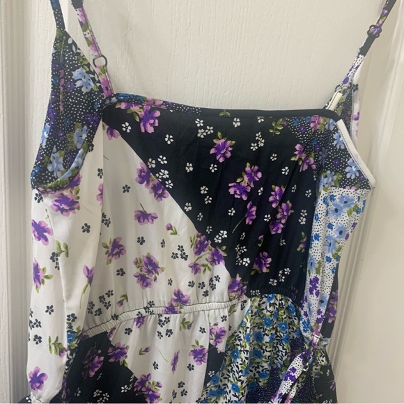 NEW Boohoo Sleeveless Mixed Floral Jumpsuit Patchwork Wide Leg Cropped - Picture 5 of 16